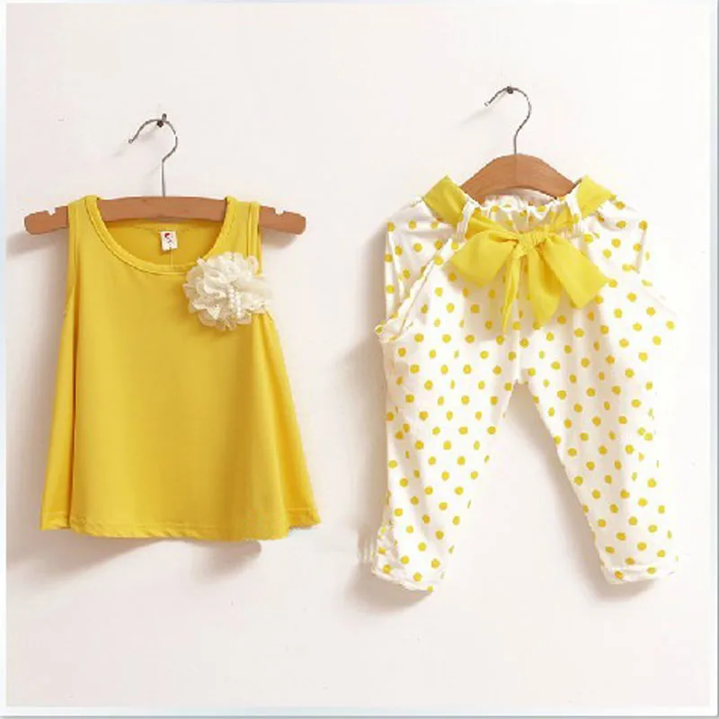 

JENYA summer cotton children clothing sets floral vest+haren shorts 2pcs set infant girls sports suit toddler girls clothing