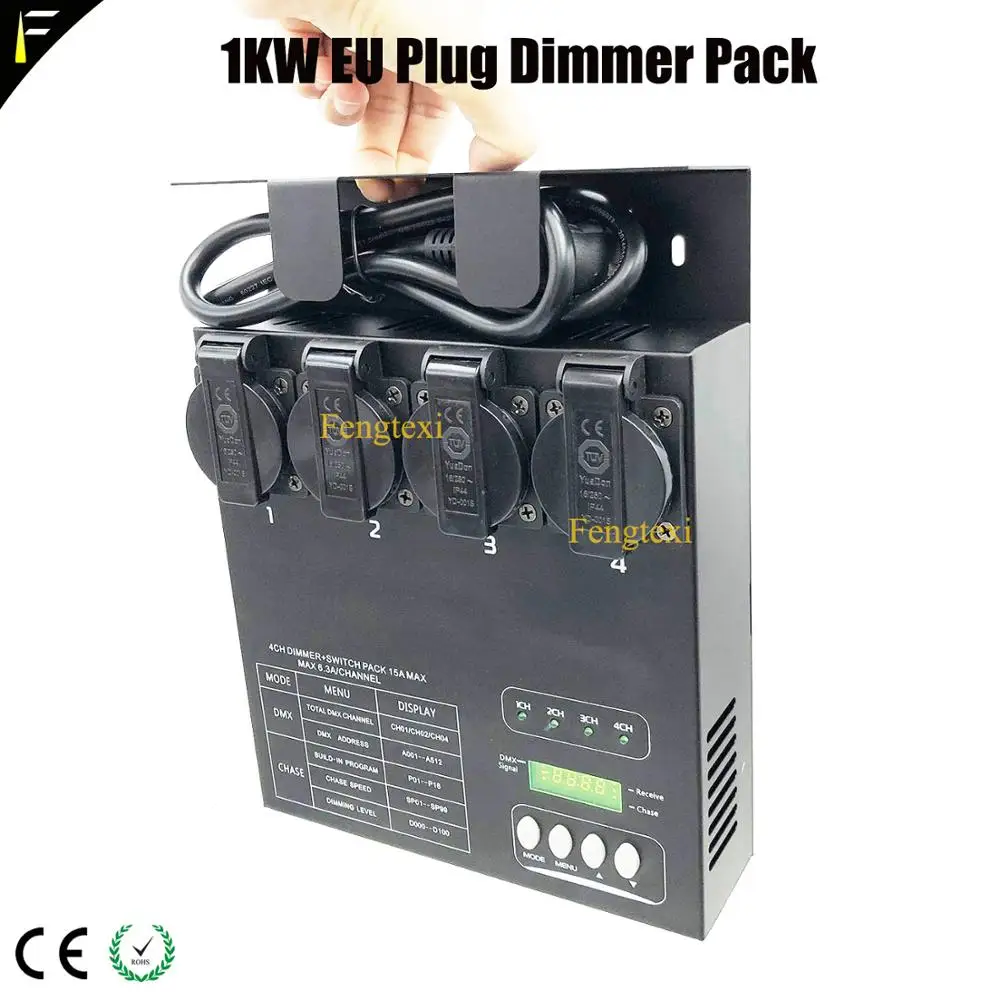 4CH евро штекер сценический светильник диммерный блок 1 кВт каждый канал DMX переключение контроллера Пакет