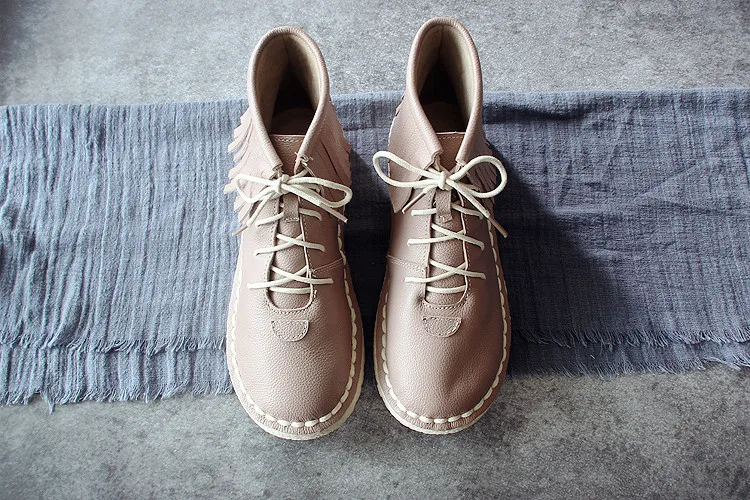 HUIFENGAZURRCS-2018 new handmade original women's shoes, genuine leather flat bottom Casual Short boots,fringed ankle boots HUIFENGAZURRCS-2018 new handmade original women's shoes, genuine leather flat bottom Casual Short boots,fringed ankle boots