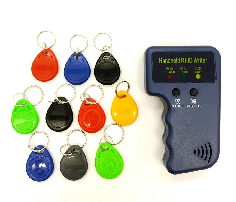 Ручной 125 кГц RFID Дубликатор Копир Писатель программист считыватель+ EM4305 T5577 10 ключей 10 карт перезаписываемые ID брелки метки карты - Цвет: Writer Add 10 keys