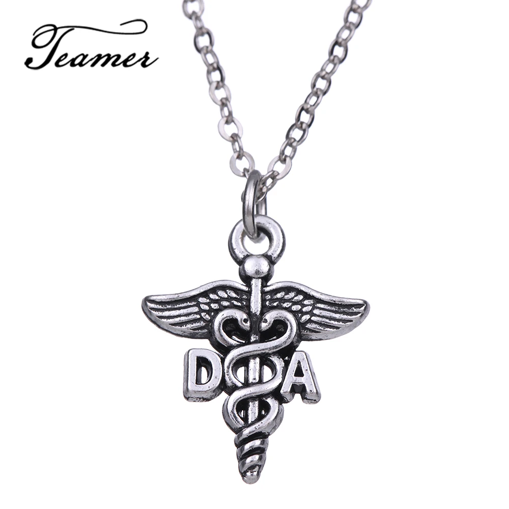 Teamer Archangel Wings кулон &quotКадуцей&quot ожерелье змея буквы D серебряный цвет ювелирные