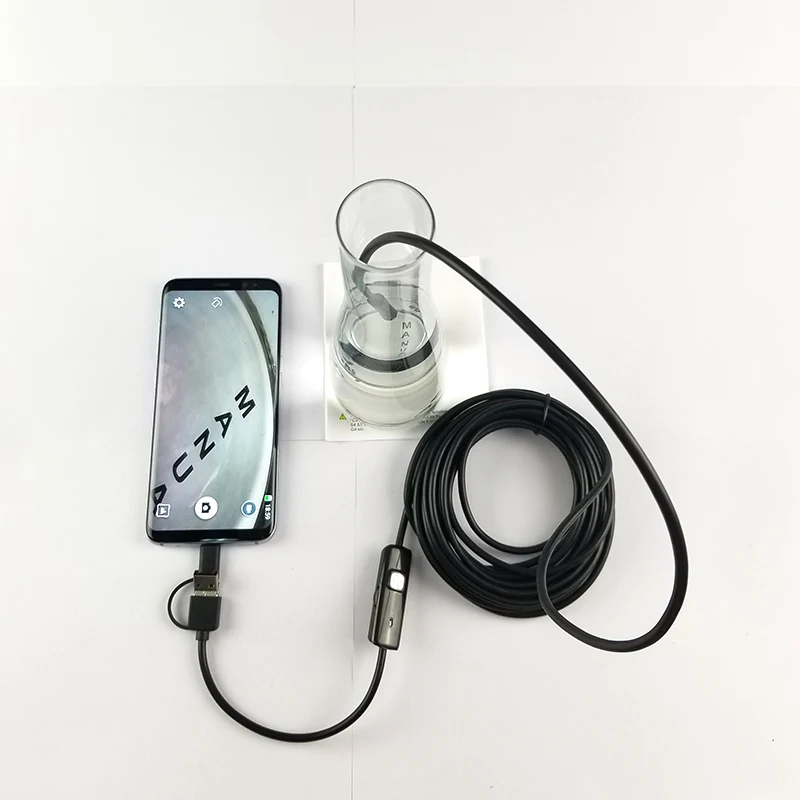 3в1 эндоскоп Tpye c & Andriod PC 5 мм 6 светодиодов USB Водонепроницаемый 1 м/2 м/5 м/10 м мягкий