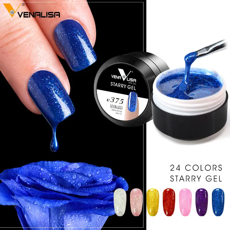 

Nail Art Lacquer Venalisa Nail Art Glitter diamond shining sequin starry Platinum Paint Gel Peacock Metal Nail Polish Paint Gel