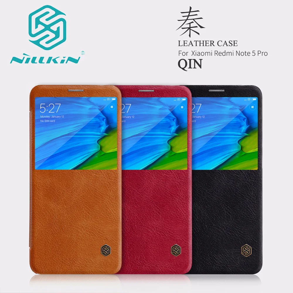 Для xiaomi Redmi Note 5 Pro 5,9" чехол Nillkin Qin Флип кожаный для телефона Nilkin бумажник для чехол для телефона смарт проснуться