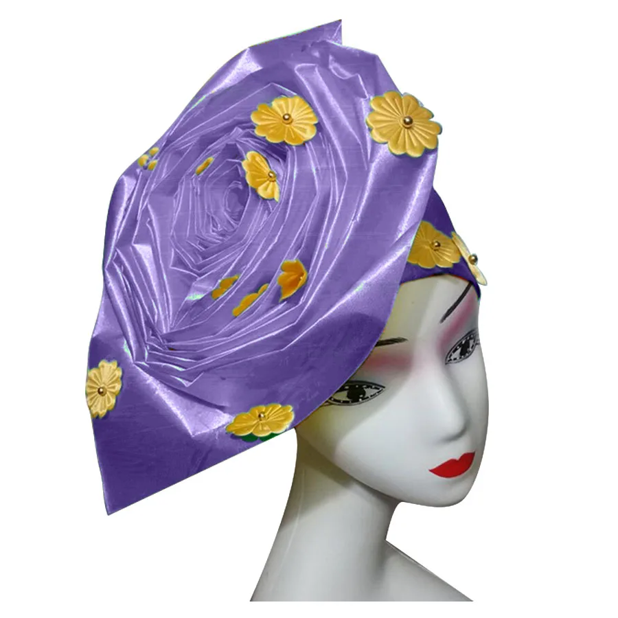 Auto gele nigerian gele headtie already made auto hele turban cap african aso ebi aso oke headtie 2018 (3)