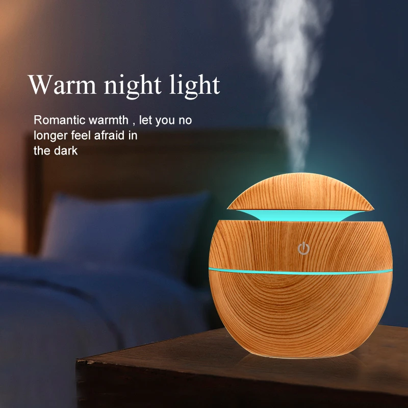 

Wood Grain Aromatherapy Quiet Air Humidifier,130ML Mini Cool Mist Humidifier Essential Oil Diffuser USB Charging