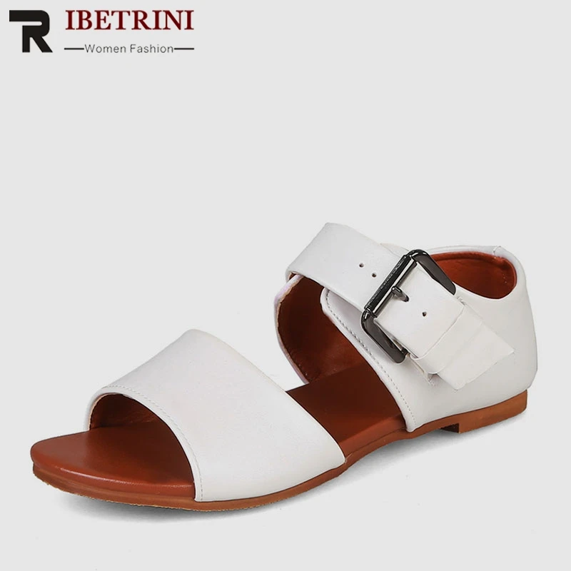 

RIBEIRINI Brand New Plus Size 33-48 Hot Sale Buckle Strap Flat With Shoes Woman Casual Party Office Summer Sandals