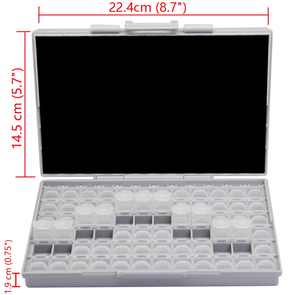 AideTek прозрачная коробка резистор SMT коробка для хранения Enclosure1206 0805 отсеки белые этикетки пластик организатор панели инструментов 4BOXALL72