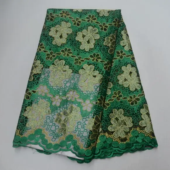 

Hot Sell African Lace Fabric High Quality Newest Embroidery French Tulle Mesh Lace Nigerian Net Lace Fabrics Green Color DIS008