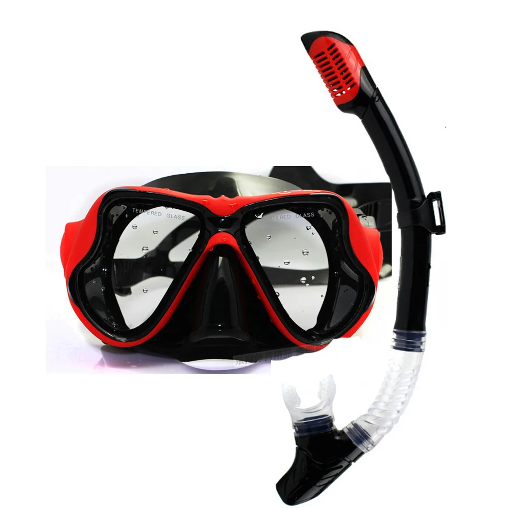 

1Set silicone diving goggles and swimming snorkel rubber paint diving mask optical lens available for nearsighted adult diving