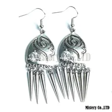 Tibetan Silver Color Carved Shields Fashion Vintage Drop Dangle Earrings Wholesale Jewelry Jewellery Gift For Women Girls
