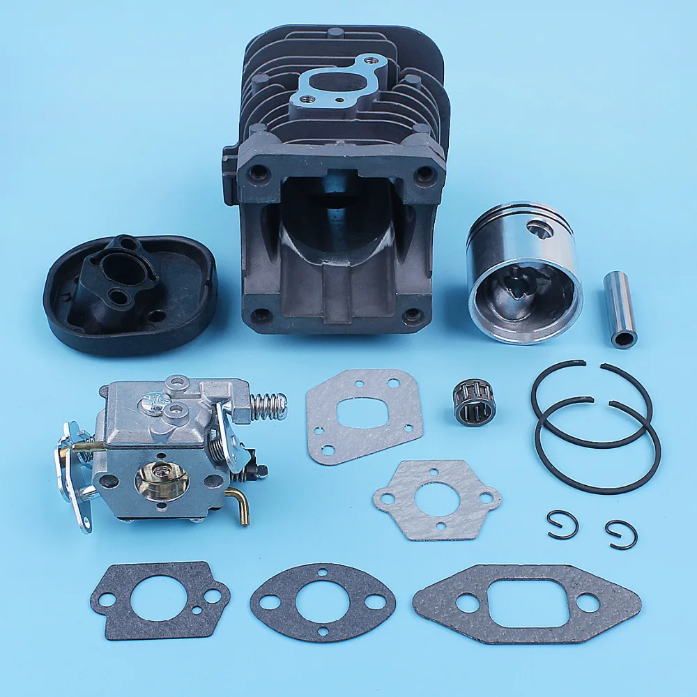 Cylinder Piston Carburetor Carb Gasket Kit For Partner 350 351 370 371 420 390 391 Formula 5000 Chainsaw 41mm Nikasil Plated 6