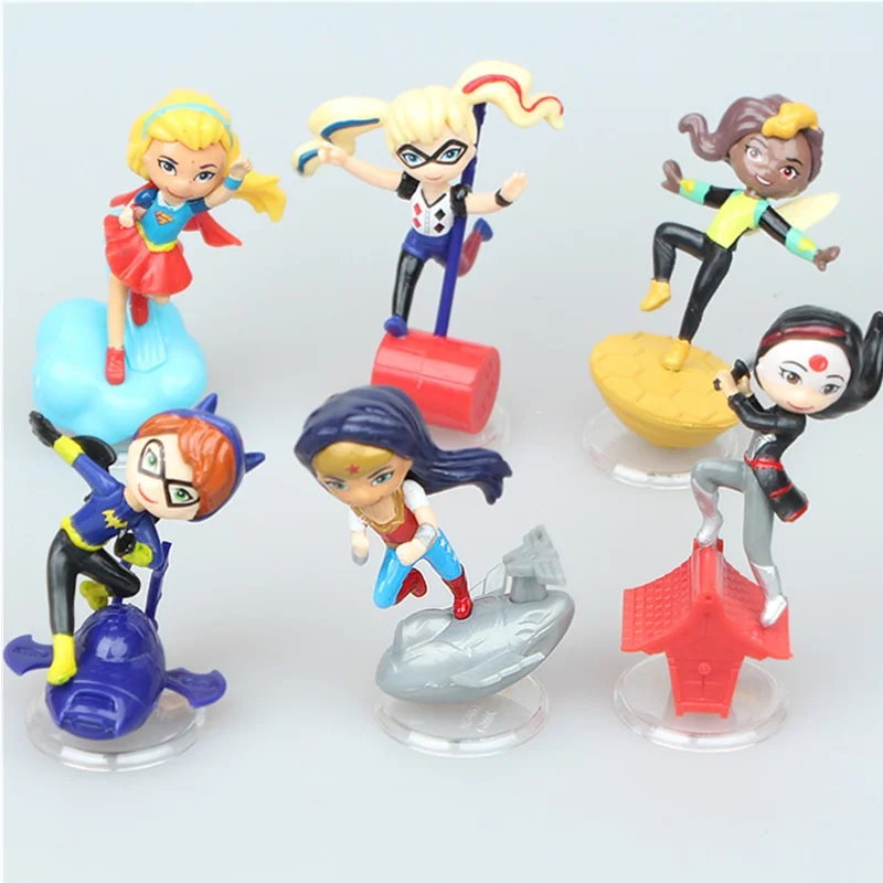 

7CM 6 Pcs/set PVC Wonder Woman Justice League Q Version Action Figure Opp Bag Model Collection Desktop Decor Toy H323