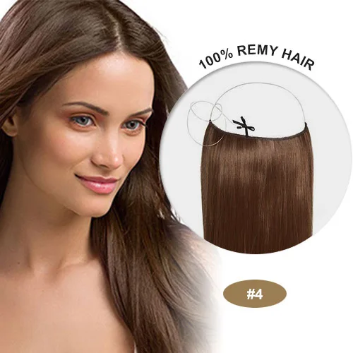 20" straight COCO Human Hair extension/fish wire hair extension/halo