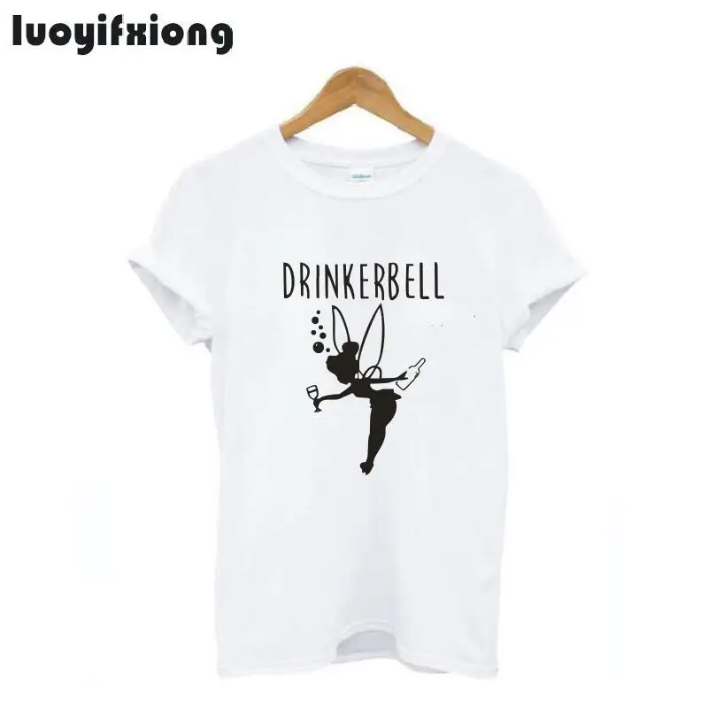 Drinkerbell إلكتروني المطبوعة مضحك T قميص المرأة قمم قصيرة الأكمام المتناثرة المحملة قميص فام عارضة المرأة التي شيرت Camiseta موهير