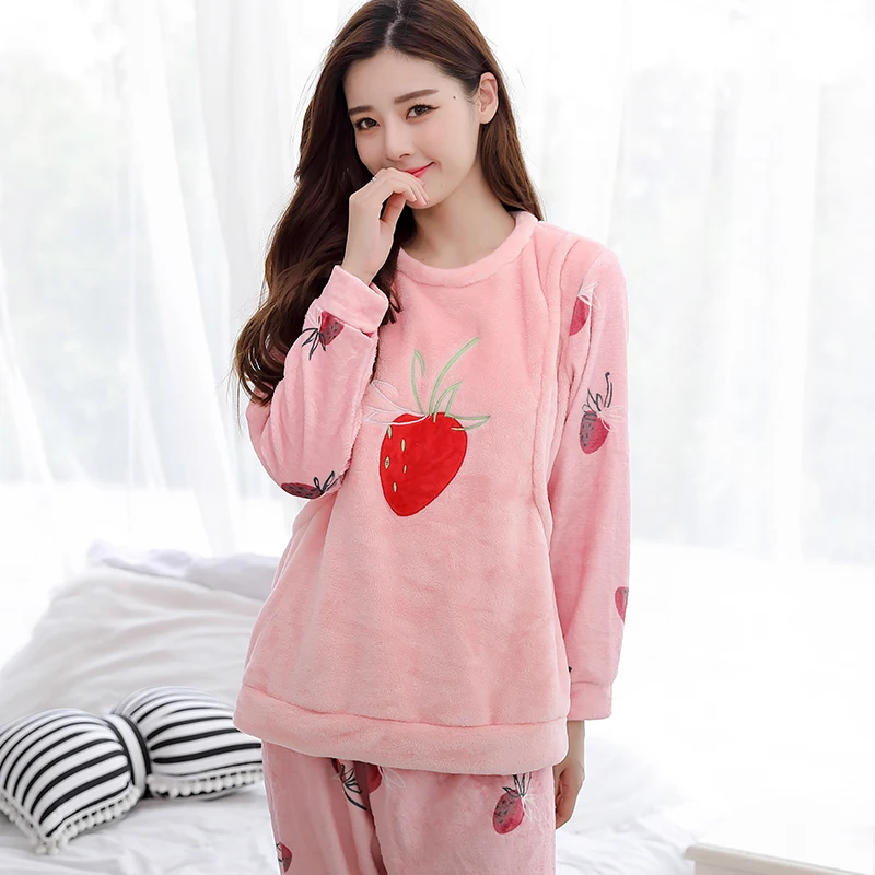 Autumn and winter maternity suits postpartum nursing cotton home clothing causual pajamas for pregnant women pregnancy clothes