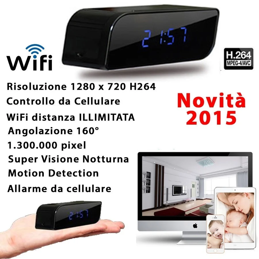 Мини камера с будильником 1080P Wi Fi/IP|Компактные видеокамеры| |