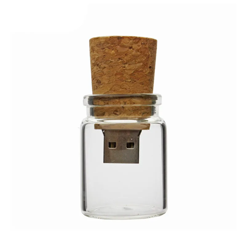 Powerone стеклянная бутылка желаний с пробкой+ деревянная коробка USB флэш-накопитель дрейфующий бутылка Флешка 4 ГБ 8 ГБ 16 ГБ 32 ГБ 64 ГБ подарок для влюбленных - Цвет: Белый