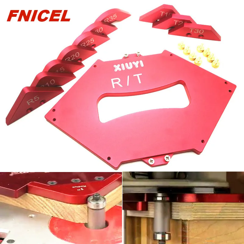 

1Set Aluminium Alloy Angled Ruler R Gauge T Gauge Trimming Machine Fillet Gauge Carpenter Woodworking Tools Set R5-R35 T10-T30