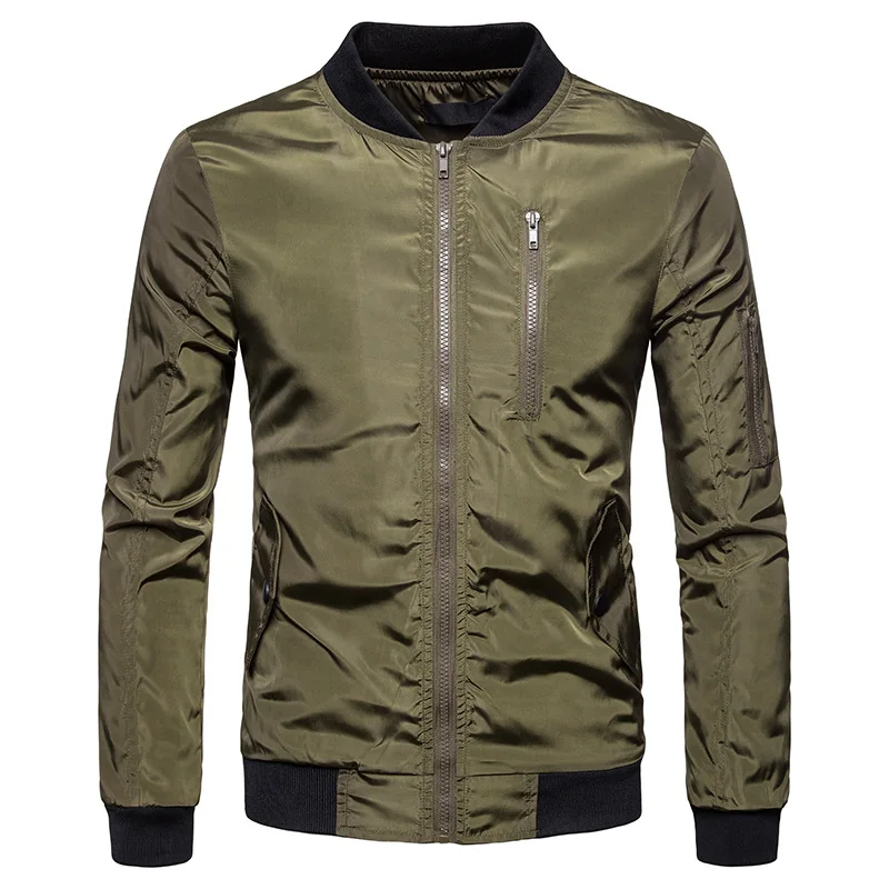 Army Green Water Resistant Softsell Jacket Men Stand Collar Mens Zipper ...