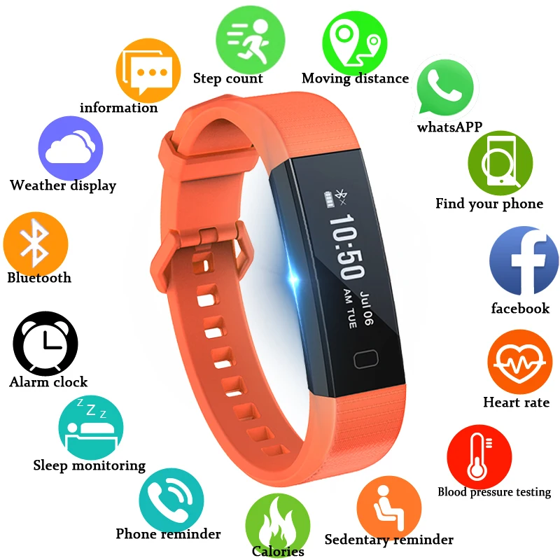 

LIGE Men Smart Bracelet Heart Rate Blood Pressure Sleep Monitoring Digital Watch IP67 Waterproof Sport Watch Fitness Tracker+Box