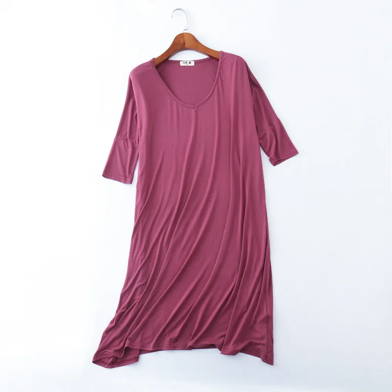 Летняя одежда для сна, свободная ночная рубашка для женщин, ночное сексуальное платье размера плюс для женщин, Nuisette Femme de Nuit 5Xl, женская рубашка для дома - Цвет: Deep purple