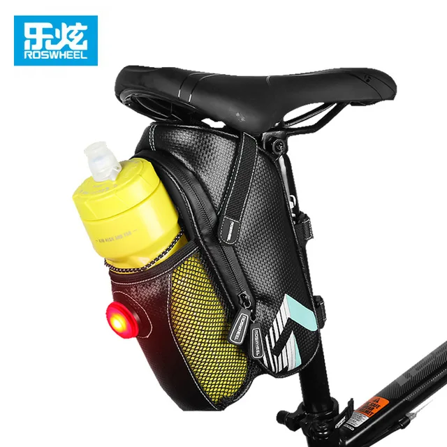 

ROSWHEEL 2017 Upgrade Bicycle Bag Saddle Bag Carbon Rainproof Cycling MTB Road Bike Back Seat Tail Pouch Bags with Tailligh