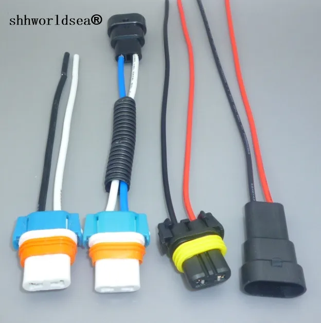 

shhworldsea 2pcs HB3 9005 bulb socket led lamp base adapters car connector extension cable 9005 HB3ceramic plug adapter plug