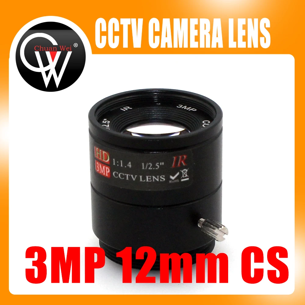 3mp 12 мм Объектив CS 1/2. 5 ''F1.4 CS Исправлена ик-3-мегапиксельная Объективы для видеонаблюдения для IR 720 P/1080 P ip-видеонаблюдения Камера