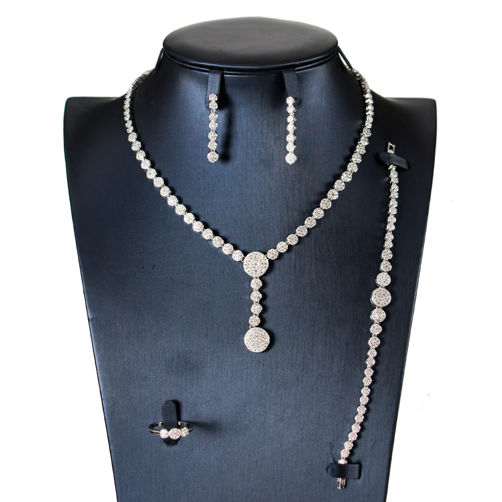 

LAN PALACE 2019 new WaterDrop 3A cubic zirconia Necklace/Earrings/Ring/Bracelet 4PCS jewellery sets for Anniversay free shipping