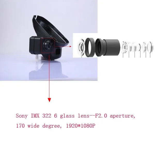 For Benz S 221 Tachograph Dashcam Video Recorder Novatek 96655 30PFS 170 Degree With Motion Detection HD DVR With OBD2 Adapter