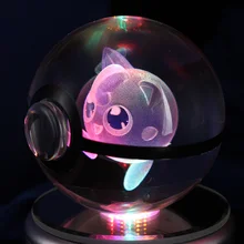 Восхитительный Хрустальный 3D Jigglypuff шар, фигурка, Cristal Pokemon Go, светодиодный ночной Светильник