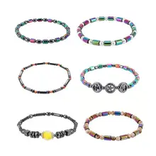 

1Pc Weight Loss Black Stone Magnetic Anklet Therapy Bracelet Health Care Magnetic Hematite Stretch Anklet Foot Ornaments
