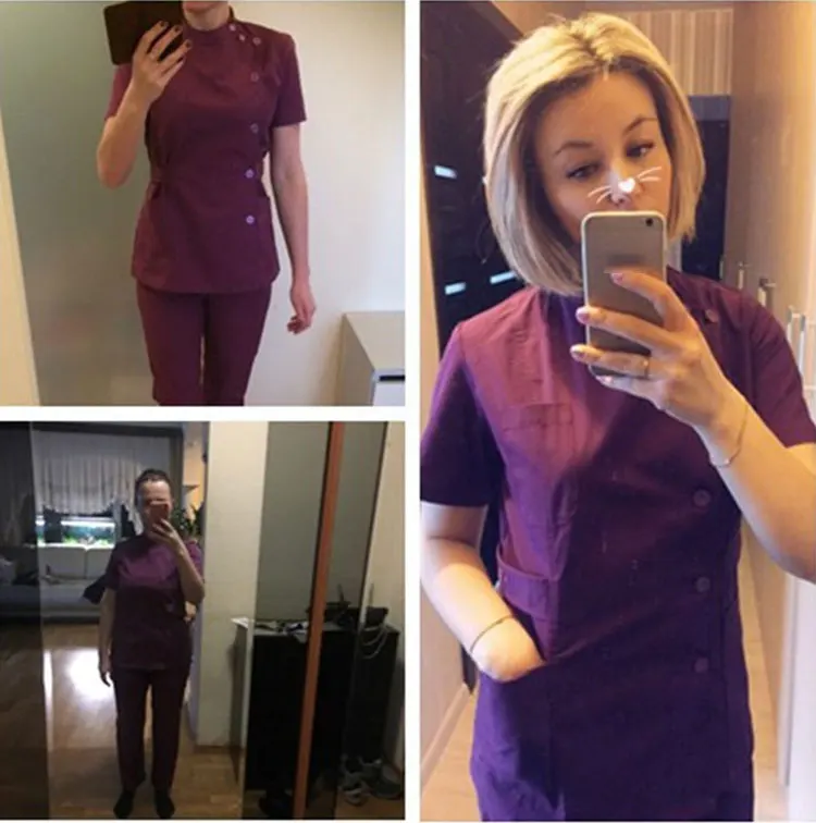 WICCON летняя новая модная женская Больничная медицинская одежда, комплект, распродажа, дизайн, тонкая рабочая одежда, одноцветная униформа для салонов красоты