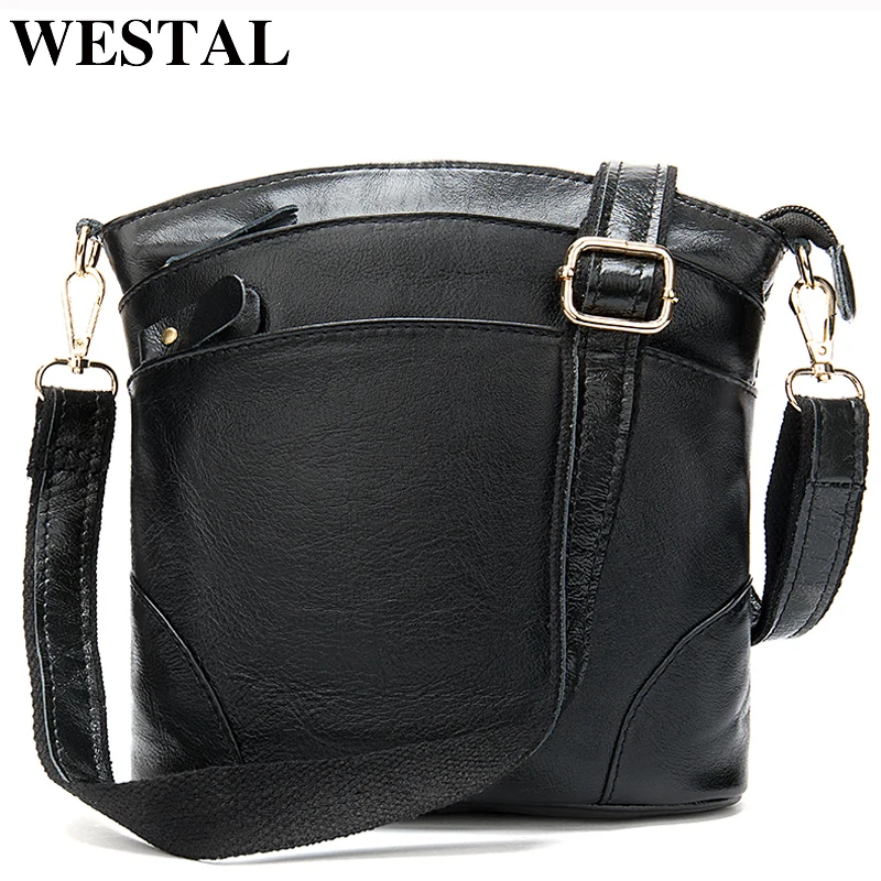 WESTAL حقيبة المرأة جلد طبيعي حقائب النساء رسول/أكياس Crossbody للنساء حقيبة كتف صغيرة سيدة المحافظ و حقيبة يد 8363