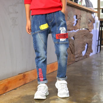 Autumn Spring Baby Boys Jeans Pants Kids Clothes Cotton Casual Children Trousers Teenager Denim Boys Clothes 4-14Y Light colour 2