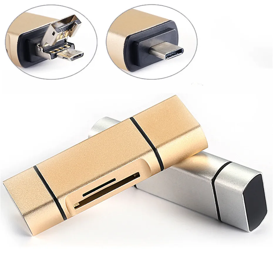 Basix Mini 5 in1 USB C OTG Hub Type CMicro USBUSB to Micro SD TF Card Readers 8