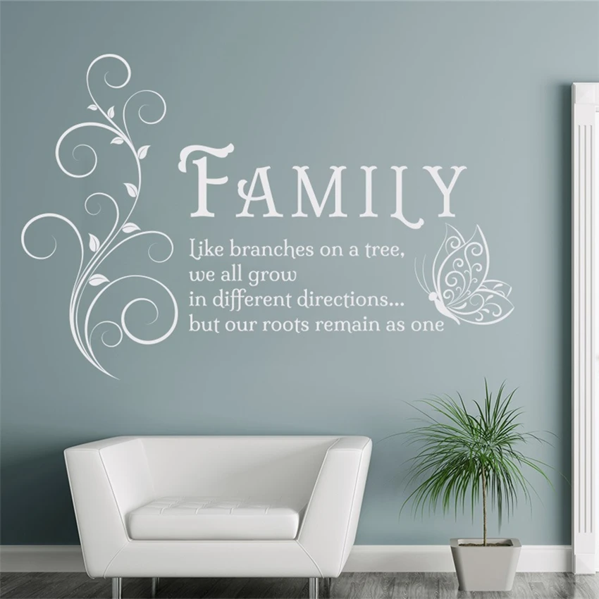 Family Tree Butterfly Wall Art Sticker Decals Quotes Mural family Modern Designl Living Room Home Decor M657 | Дом и сад