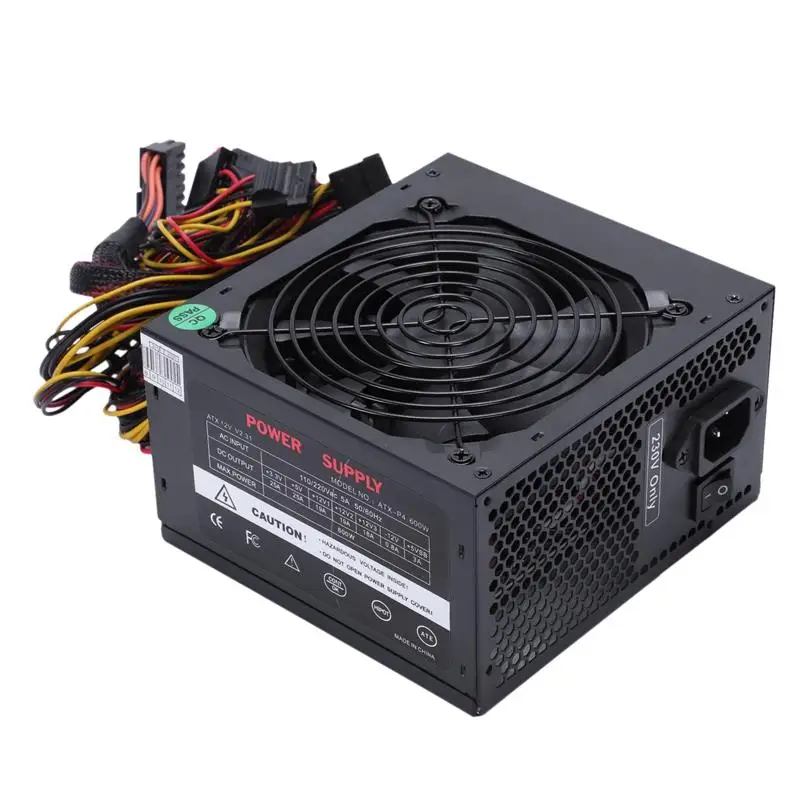 170-260V макс 600W Питание Psu Pfc бесшумный вентилятор 24Pin 12V компьютер Sata консоль для ПК-игр с поддержкой Windows Питание для Intel Amd компьютер ЕС