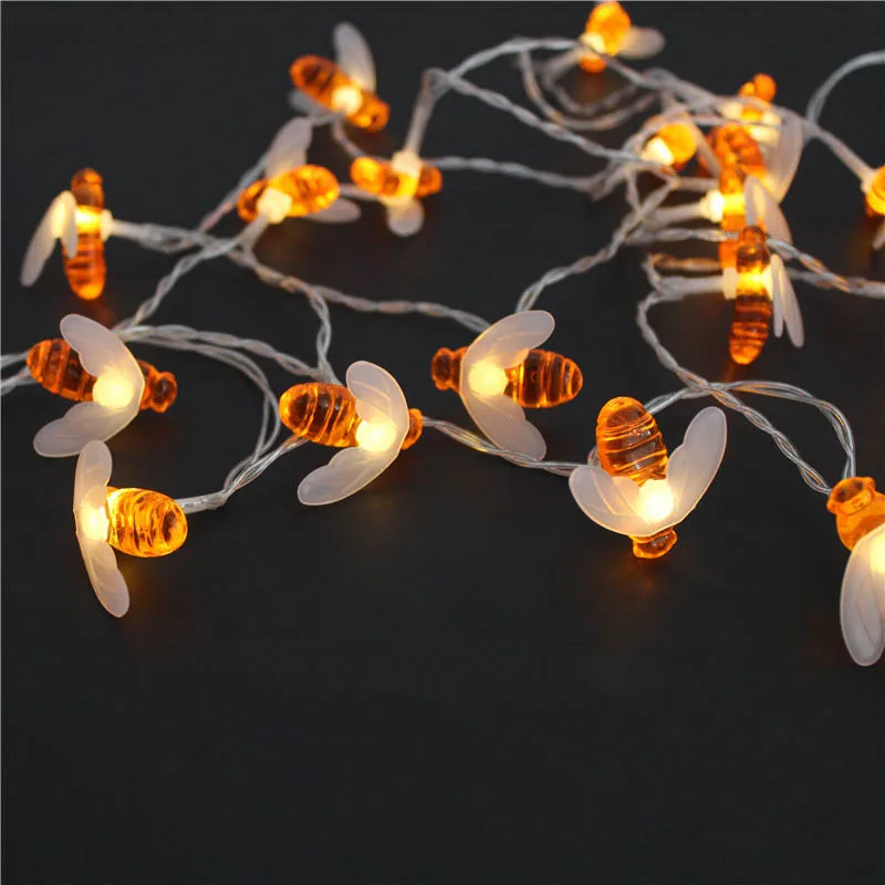 Battery Operated 10leds Bee Shaped Led String Lights Christmas Holiday
