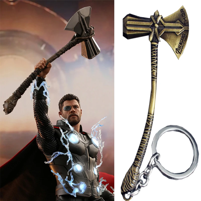 Thor Axe Key Chain Superman Iron Man Palm Mask Batman Figure Toys Marvel Anime Key Holder For Car Kids Bag Pendants Costume
