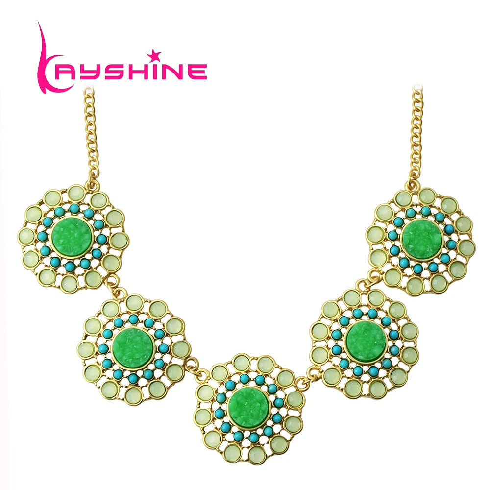 Kayshine Pas Cher Costume Bijoux Vert Strass Et Perles Fleur Collier Collier Bohème Femme dans Ras du cou de Bijoux et Accessoires sur AliExpress.com