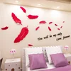 3D Acrylique Miroir Plume Stickers Muraux Decal Salon TV Fond Chambre De Mariage Décoratif Autocollant DIY Mur Art Mural ► Photo 3/6