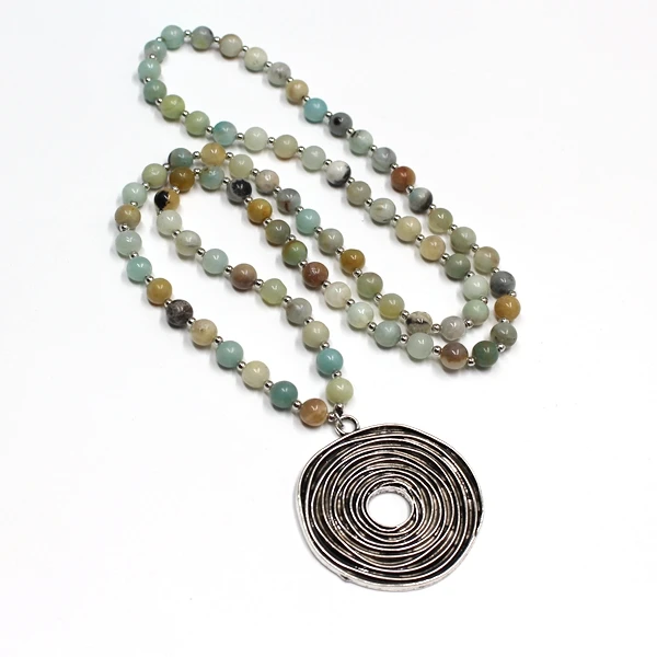 

Fashion The Emperor Bead Semi Precious Stones long Knotted Necklace