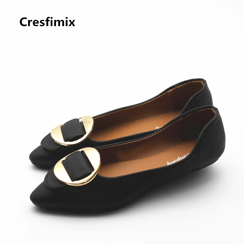 

Cresfimix sapatos femininas women casual spring & summer slip on flat shoes lady fashion comfortable black shoes cute shoes