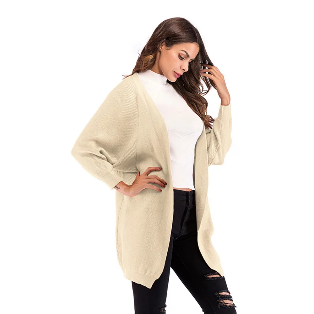 Autumn and Winter New Women's Loose Bat Sleeve Knit Cardigan Solid Color Long Shawl Jacket Female