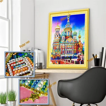 

Peter ren Special-shaped Diamond painting building castle cross stitch diy stickers mosaic embroidery home decor Crafts artwork