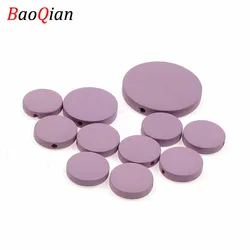 Vibrant Mixed Color Round Flat Natural Wooden Beads for DIY Crafting and Jewelry Making (Purple)