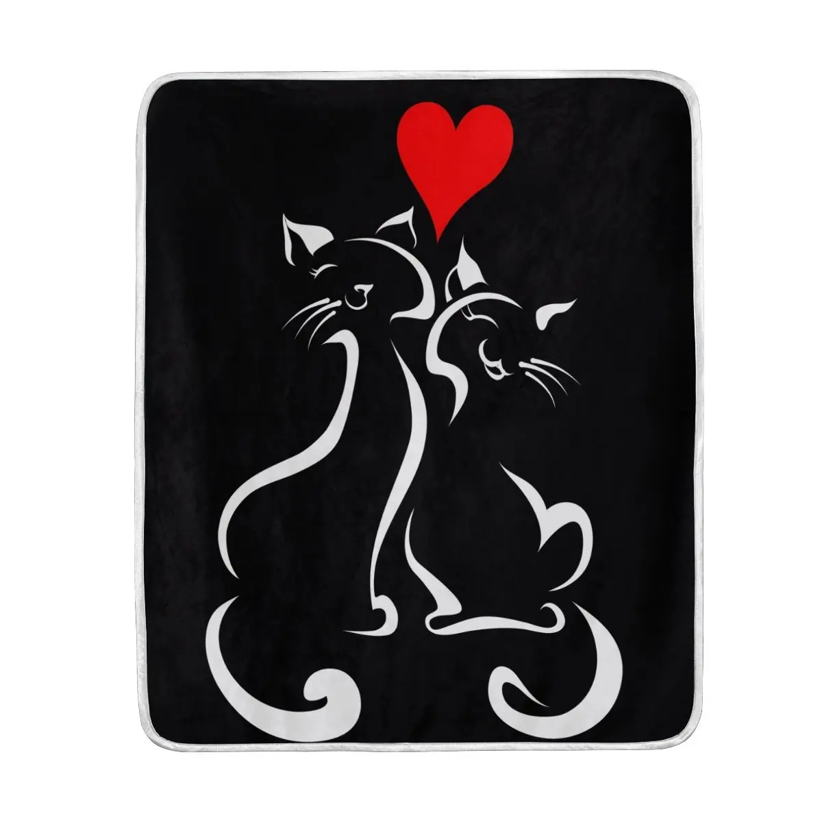 Happy Cat in Love Black Blanket Soft Warm Cozy Bed Couch Lightweight