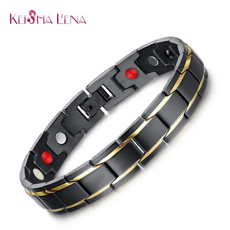 

Keisha Lena Brand Design Fashion Health Bracelet Bangle Stainless Steel Magnet Jewelry For Men Christmas Gifts